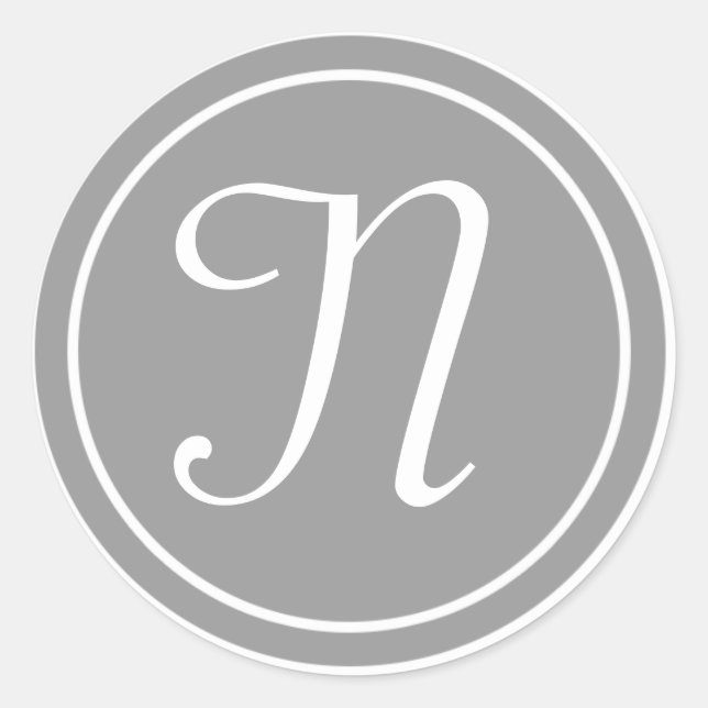 Adesivo Sua Letra, Monograma Personalizado N Cinzas Inicia (Frente)