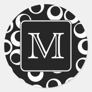 Adesivo Sua letra. Monograma preto e branco. Teste padrão