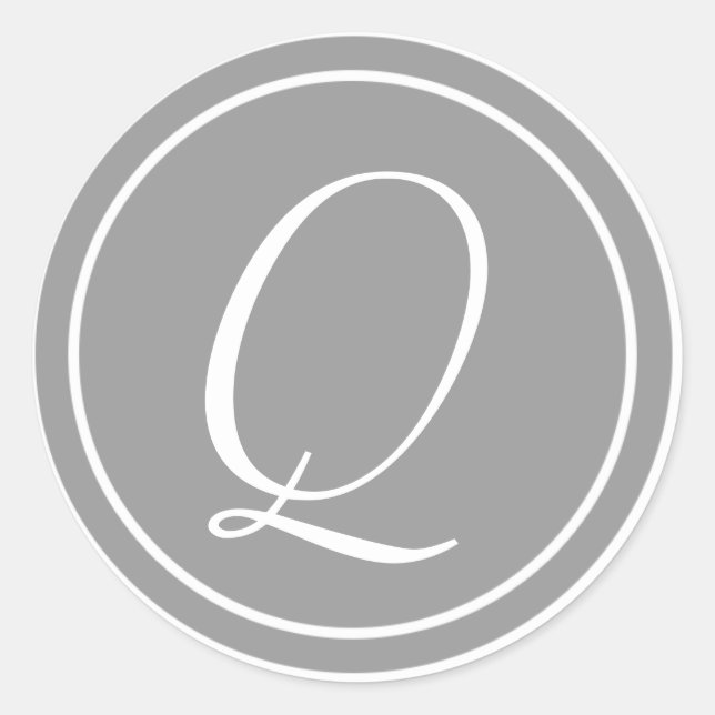 Adesivo Sua letra, Monograma Q, Cinza inicial (Frente)