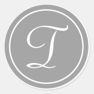 Adesivo Sua letra, Monograma T, Cinza inicial