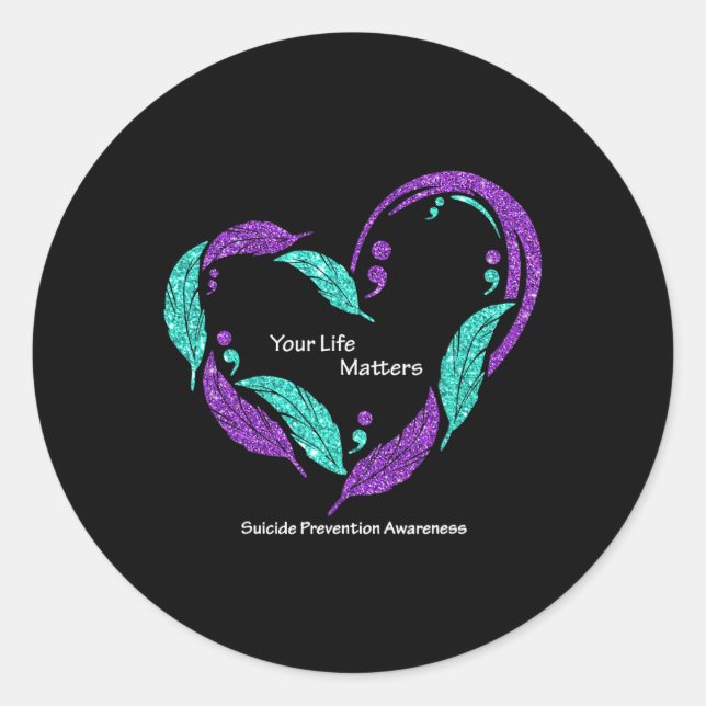 Adesivo Sua Vida Problemática Prevenção Suicida De Semicol (Frente)