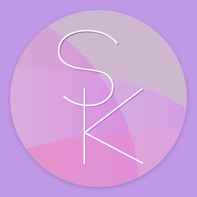 Adesivo Suas Iniciais Sobrepostas | Geométrico Cor-de-Rosa (Criador carregado)