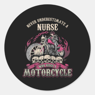 Adesivo Subestime Enfermeira Que Dirige O Motorcycle Biker