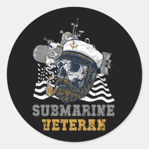 Adesivo Submarino Militar Veterano Submarino Skull Captai