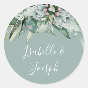 Adesivo Succulent Greenery Selos De Envelope Sage Weddin