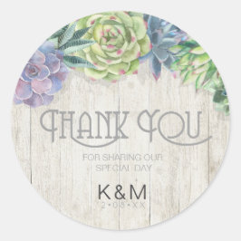Adesivo Succulents and Rustic Wood Wedding Obrigado ID515