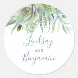 Adesivo Succulents Greenery Dusty Blue Wedding