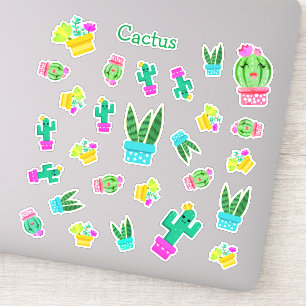 Adesivo Succulents Potted na moda & cacto de Kawaii