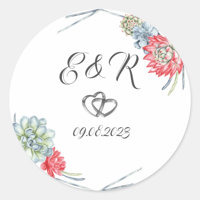 Adesivo Succultos Vermelhos Desertados Por Aquarelas (Frente)