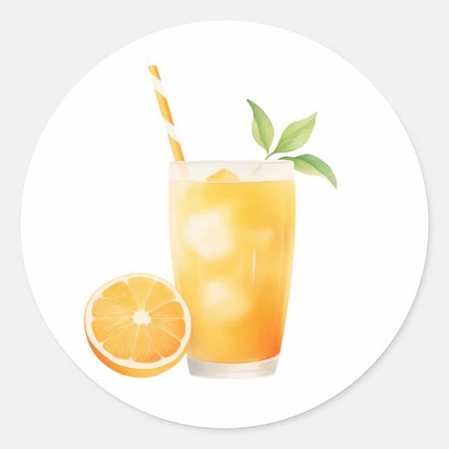 Adesivo Suco de Laranja Aquarela (Frente)