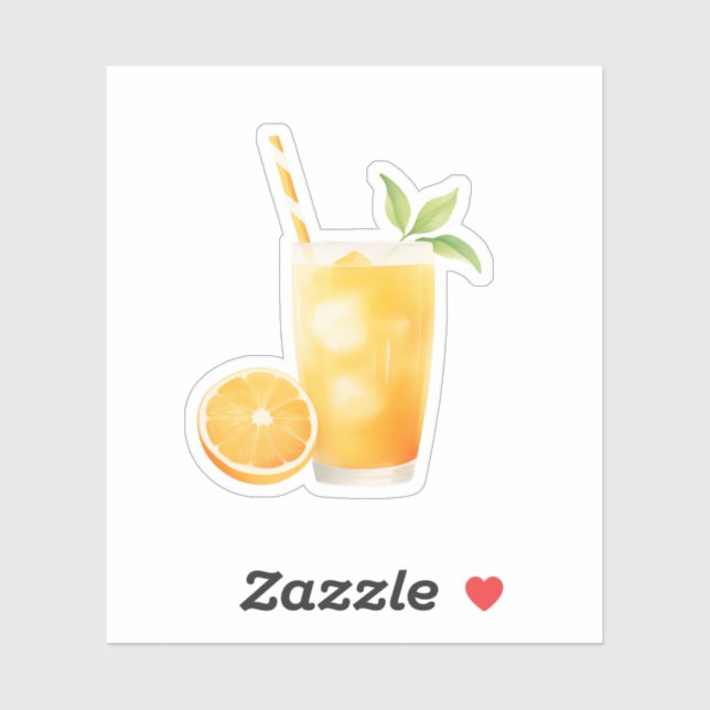 Adesivo Suco de Laranja Aquarela (Folha)