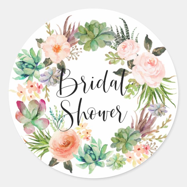 Adesivo Suculentas Floral Boho Coroa Chuva de Noiva (Frente)