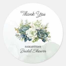 Adesivo Suculentas, rosas e verde Bridal Obrigado