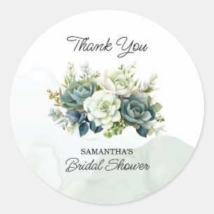 Adesivo Suculentas, rosas e verde Bridal Obrigado
