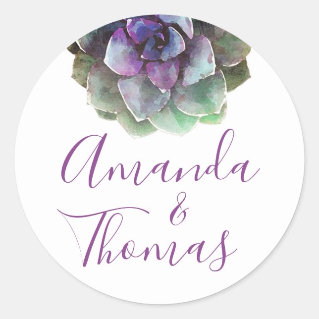 Adesivo Sucultivos de Aquarela | Rótulo de Casamento | Sel (Frente)