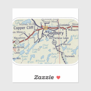 Adesivo Sudbury Ontario Vintage Map