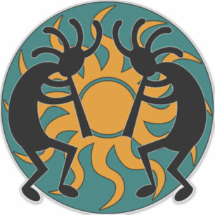 Adesivo Sudoeste preto amarelo Kokopelli Sun tribal da
