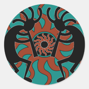 Adesivo Sudoeste tribal Kokopelli de Sun de turquesa