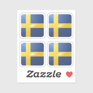 Adesivo Suecia de bandeira brilhante quadrada