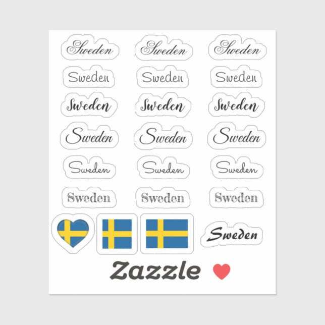Adesivo Suecia de script Elegante e Sinalizador Sueco /Con (Folha)