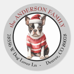 Adesivo Suéter de Inverno para Boston Terrier Endereço de 