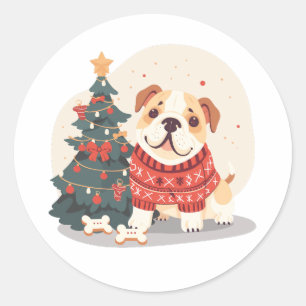 Adesivo Suéter de Natal do Bulldog Inglês
