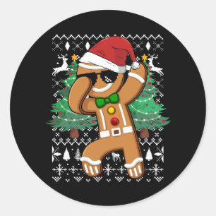 Adesivo Suéter de Natal Feio Dabbing Gingerbird Man San