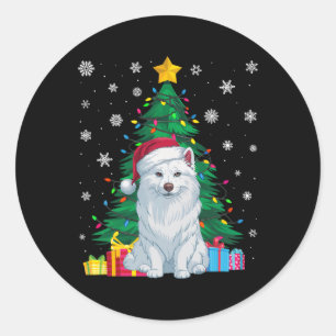 Adesivo Suéter Feio Árvore Xmas Luzes Cão Eskimo Americano