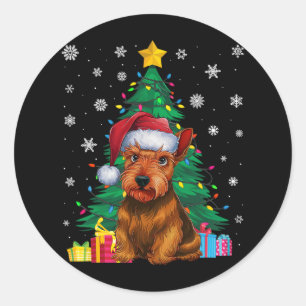 Adesivo Suéter Feio Árvore Xmas Luzes Terrier Cão Escocês