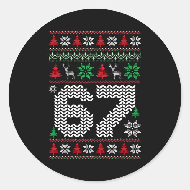 Adesivo Suéter Feio de Natal 67 Seis Sete 6 7 Meme Engraça (Frente)