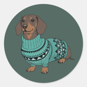 Adesivo Suéter Feio de Natal do Cachorro Wiener Dachshund 