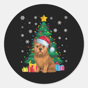 Adesivo Suéter Feio Xmas Luzes de Árvore Bruxelas Griffon