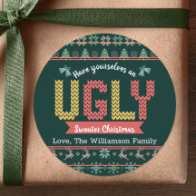 Suéter Verde Feio de Natal Nórdico Personalizado