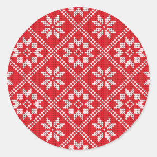Adesivo Suéter Vermelho de Malha Padrão Fair Isle Natal