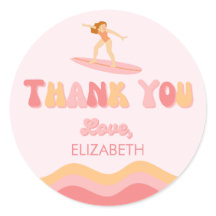 Sufer Birthday Girl - Favor Bag Sticker