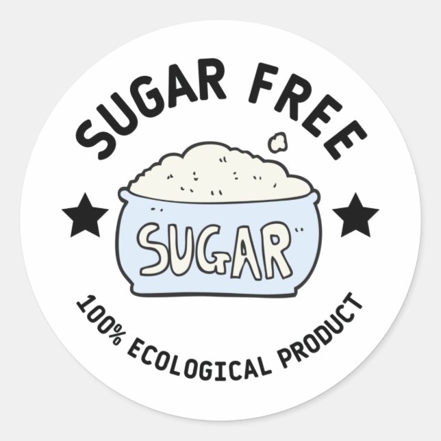 Adesivo Sugar free 100% ecological product, diet, vegan (Frente)