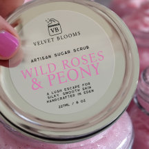 Sugar scrub label simple roses and peony pink