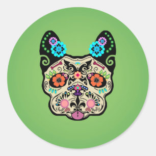 Adesivo Sugar Skull Frenchie - Verde