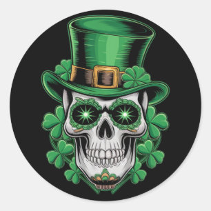 Adesivo Sugar Skull Rua Patrick Day Lucky Shamrock