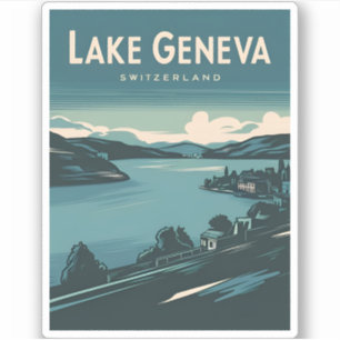 Adesivo Suiça do Lago Viagens vintage de Genebra