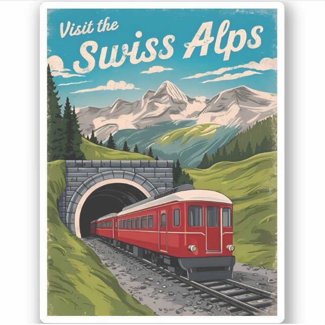 Adesivo Suiça dos Alpes Suíços viagens vintage Retrocêntri (Frente)