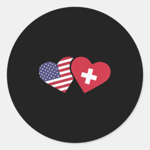 Adesivo Suiça U Flag T Shirt Heart Swiss American