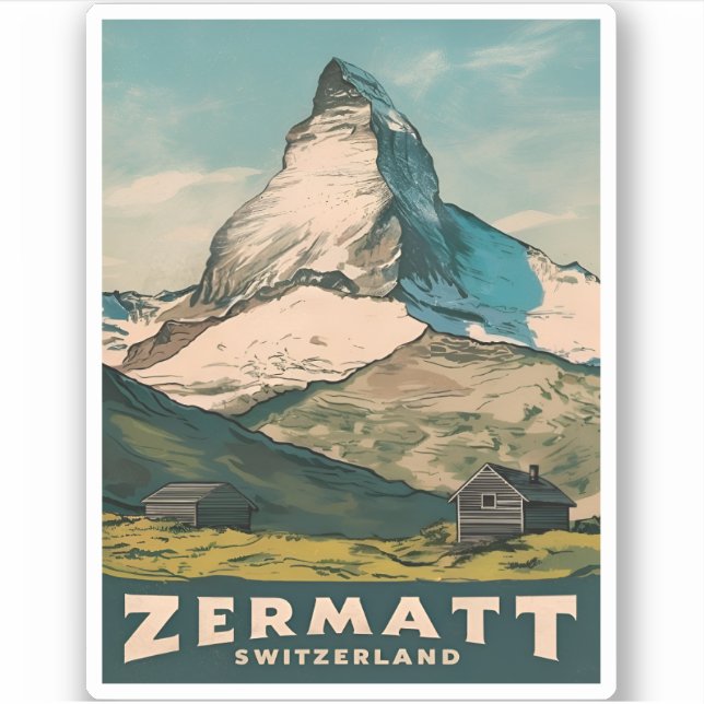 Adesivo Suiça Zermatt da viagens vintage Retroativa (Frente)