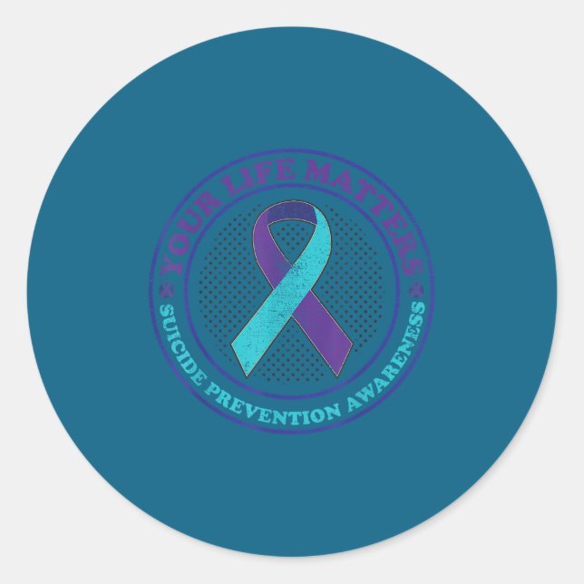 Adesivo Suicide Prevention Awareness Teal &amp; Purple Rib (Frente)
