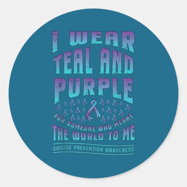 Adesivo Suicide Prevention Wear Teal Purple For Someone Aw (Frente)