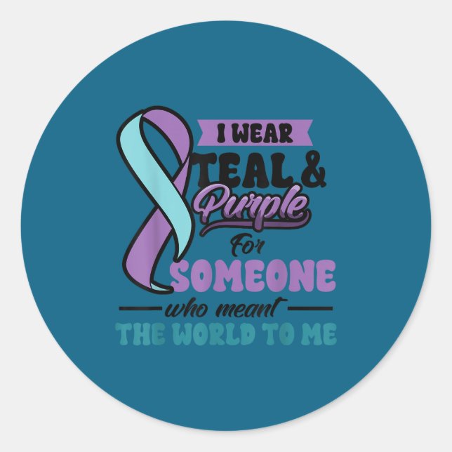 Adesivo Suicide Prevention Wear Teal Purple Someone Meant  (Frente)
