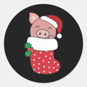 Adesivo Suínos Bonitos Em Meias De Natal Para Porcos De Na
