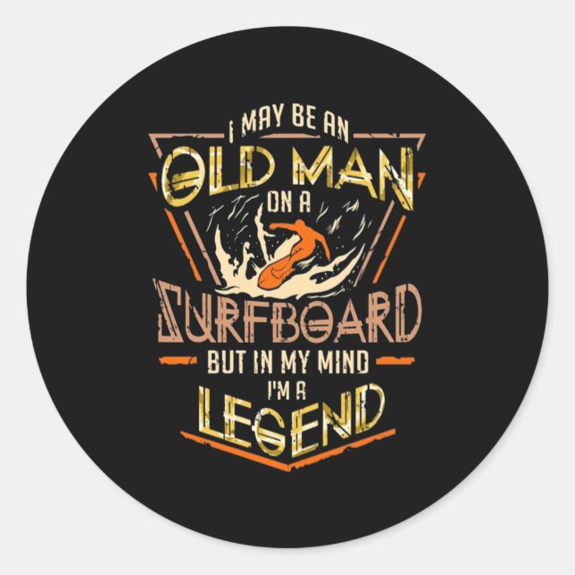 Adesivo Sulfing Lover|I May Be Old Man On Surfboard (Frente)