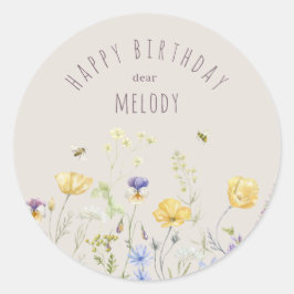 Adesivo Summer Bliss, flores silvestres, aquarela Aniversá