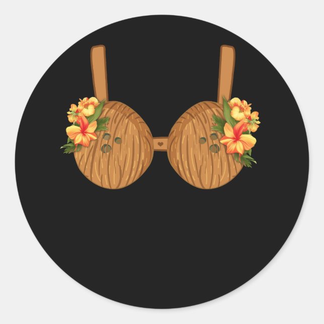 Adesivo Summer Coconut Bra Halloween Costume Hawaii Havaí (Frente)